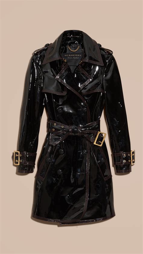 burberry patent leather trench coat|burberry trench coat collar strap.